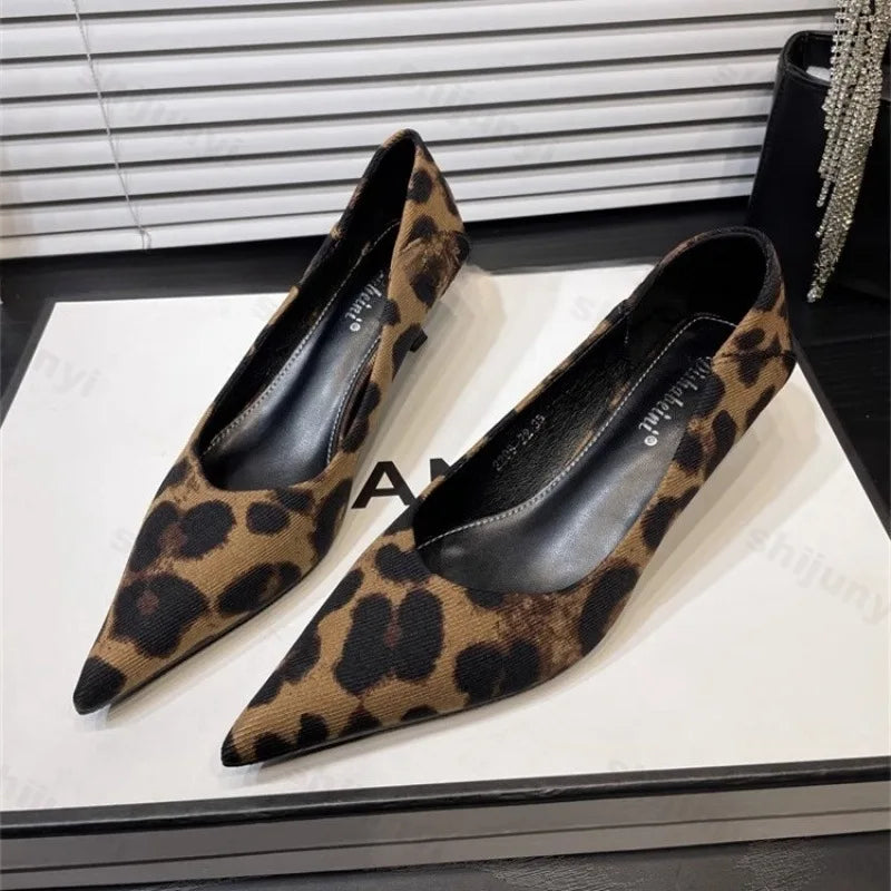 Leather Pointed Elegant French Heels