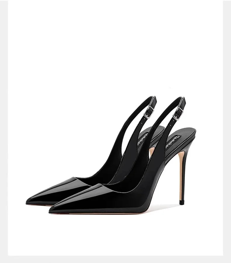 High Heels Pointed Sandals Elegant Summer Patent Leather Suspender High Heels Trendy Dress Banquet Women's Shoes