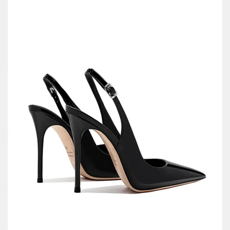 High Heels Pointed Sandals Elegant Summer Patent Leather Suspender High Heels Trendy Dress Banquet Women's Shoes